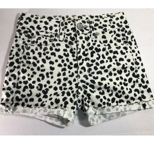 American Eagle Outfitters Beige Black Animal Print Denim Shorts 00